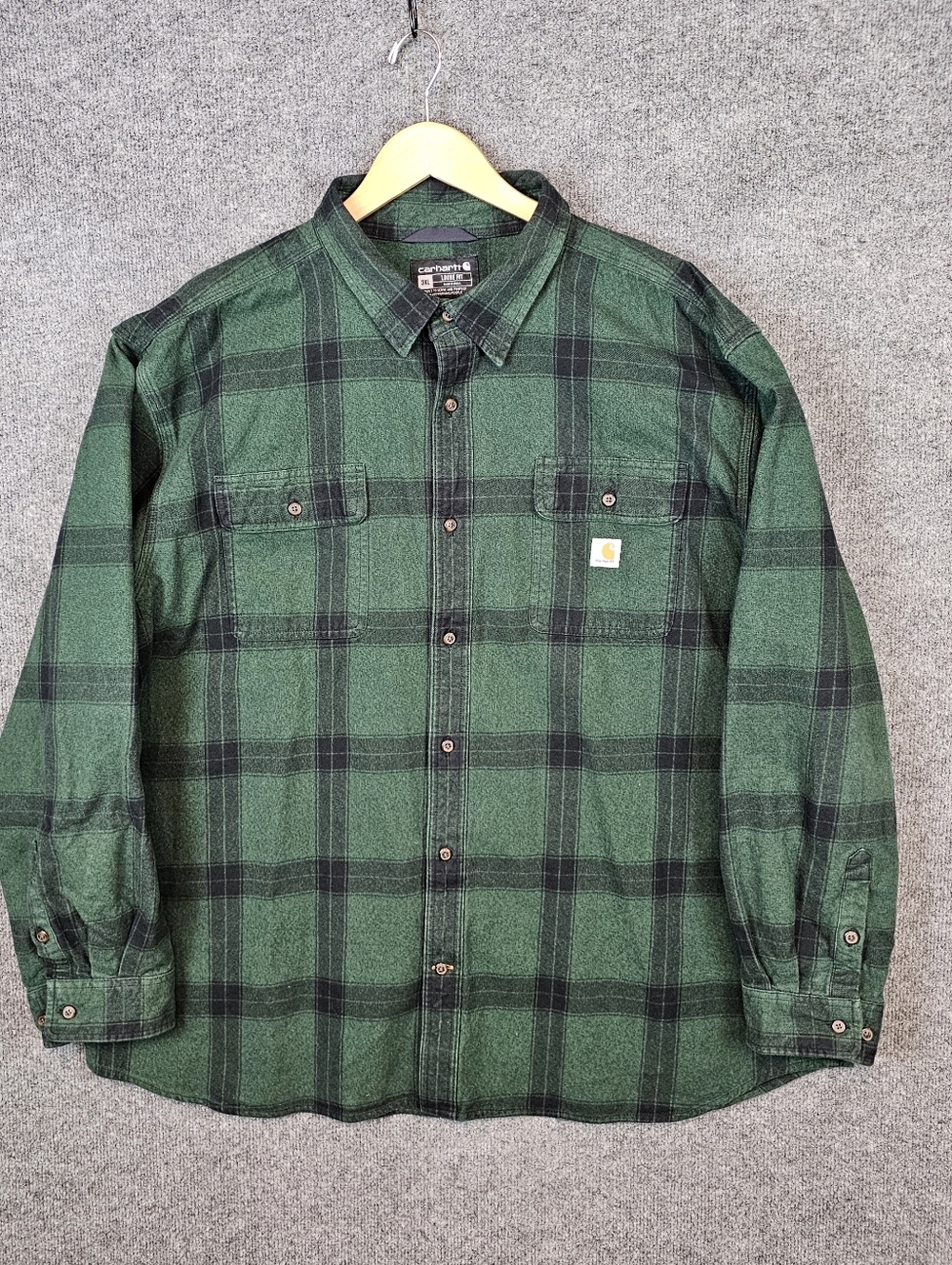 Carhartt Men's Loose Fit Heavyweight Flannel Long-Sleeve Plaid Shirt Size: 3XL